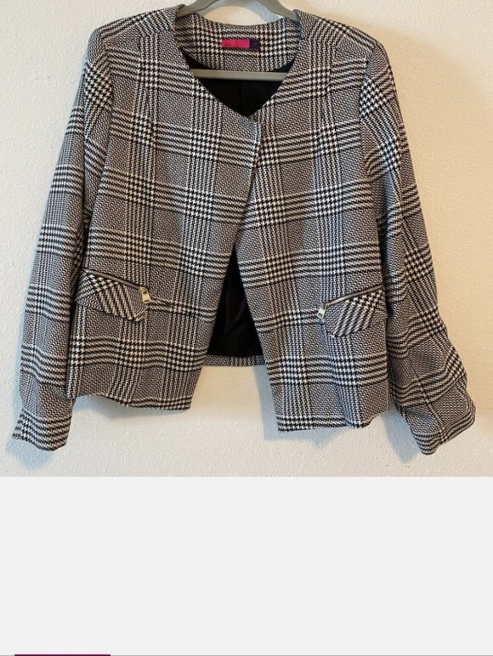 ava glen check collarless Jacket